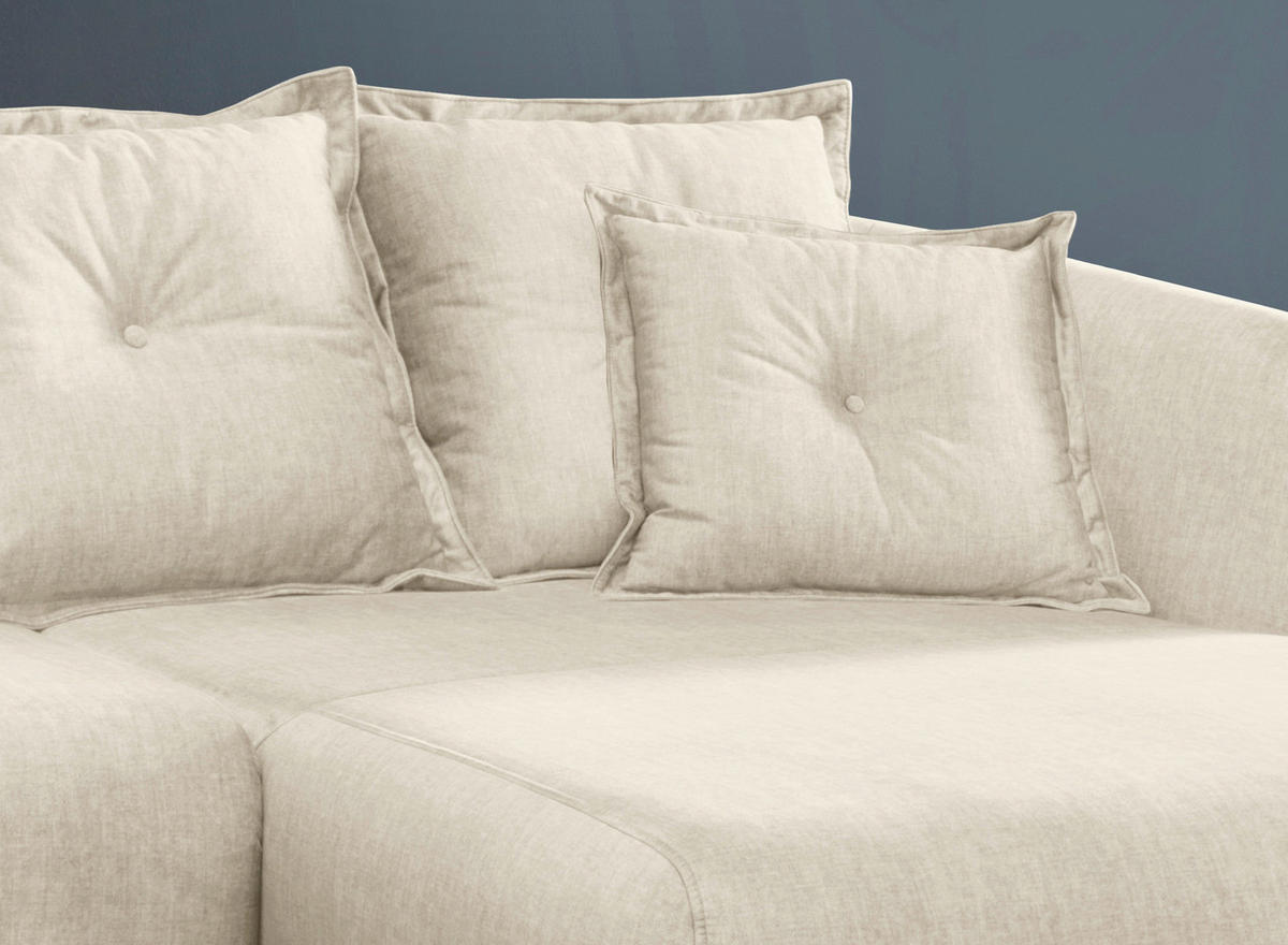 ECKSOFA in Velours Beige  277/162 cm  - Beige/Schwarz, MODERN, Textil/Metall (277/162cm) - Livetastic