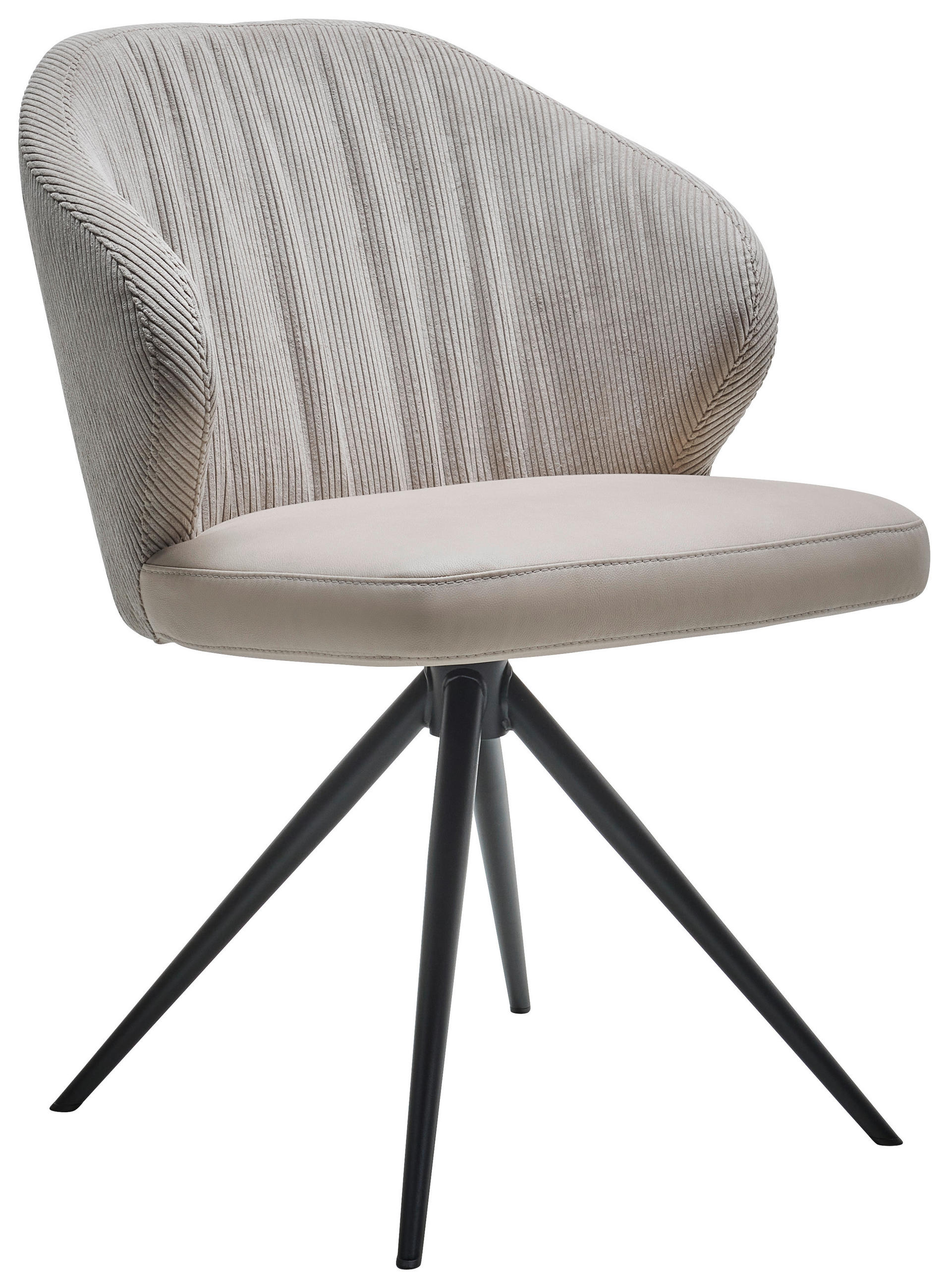 STUHL  in Cord, Lederlook Textil  - Beige/Creme, Design, Textil/Metall (61/84/61cm) - Dieter Knoll