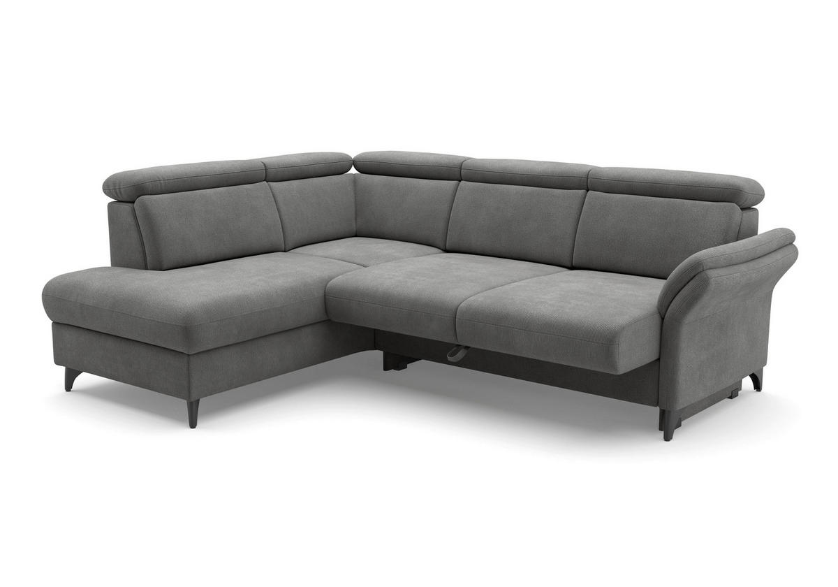ECKSOFA Flachgewebe Grau  - Schwarz/Grau, Konventionell, Textil/Metall (193/247cm) - Sit & More