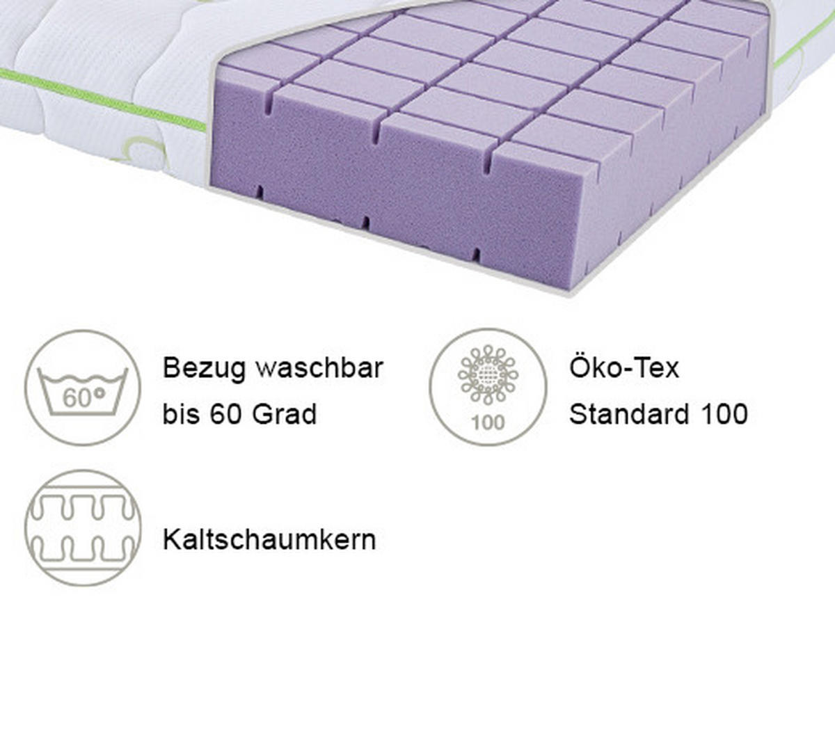 JUGENDMATRATZE 100/200 cm Höhe ca. 14 cm  - Basics, Textil (100/200cm) - Träumeland