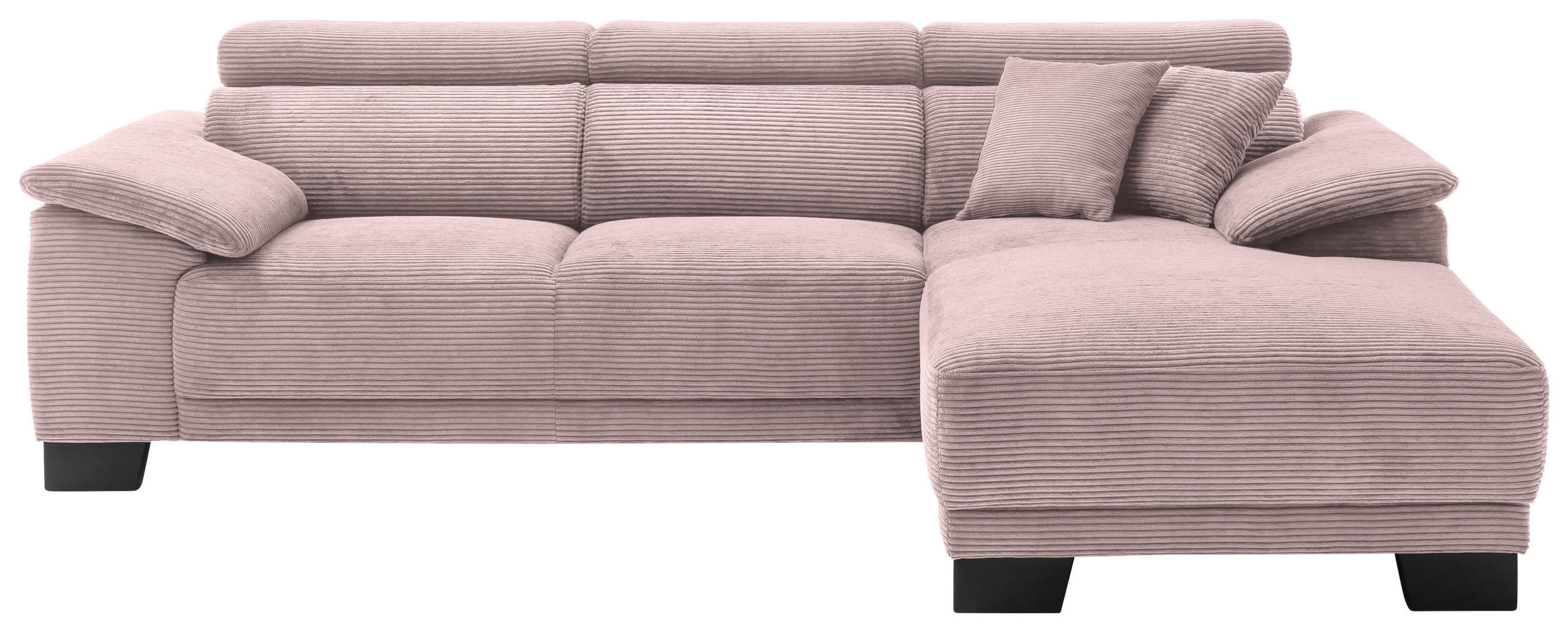 ECKSOFA in Cord Rosa  - Schwarz/Rosa, Design, Holz/Textil (270/174cm) - Pure Home Lifestyle