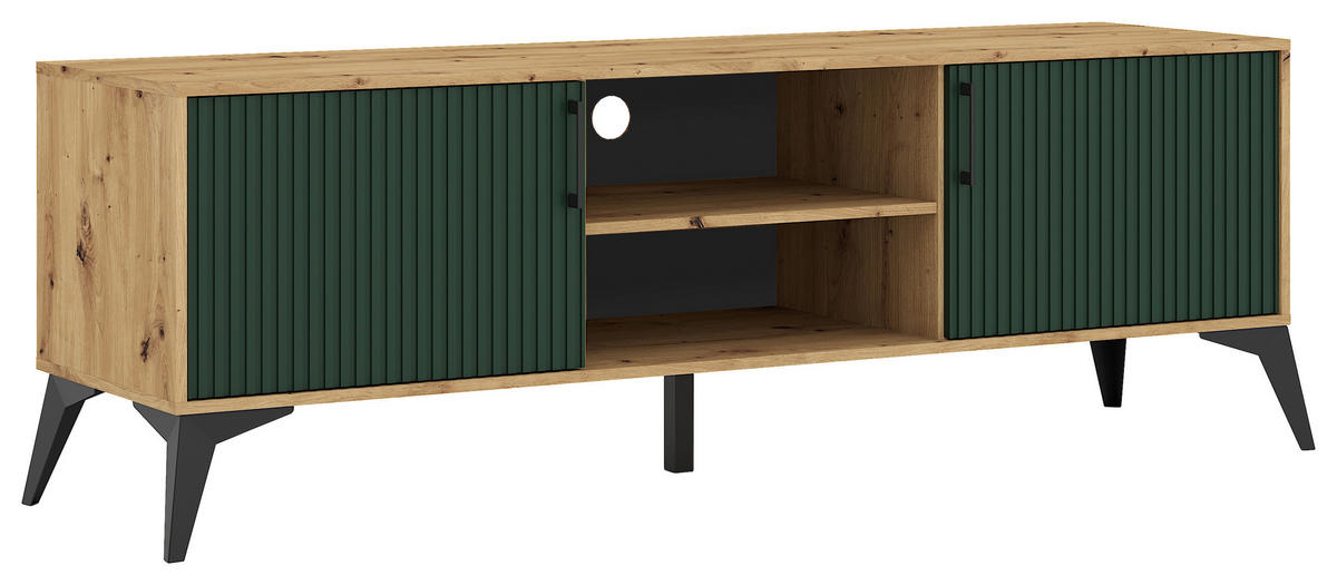 LOWBOARD  in 164,5/58,4/40 cm  - Dunkelgrün/Schwarz, Design, Holzwerkstoff/Metall (164,5/58,4/40cm) - Boxxx