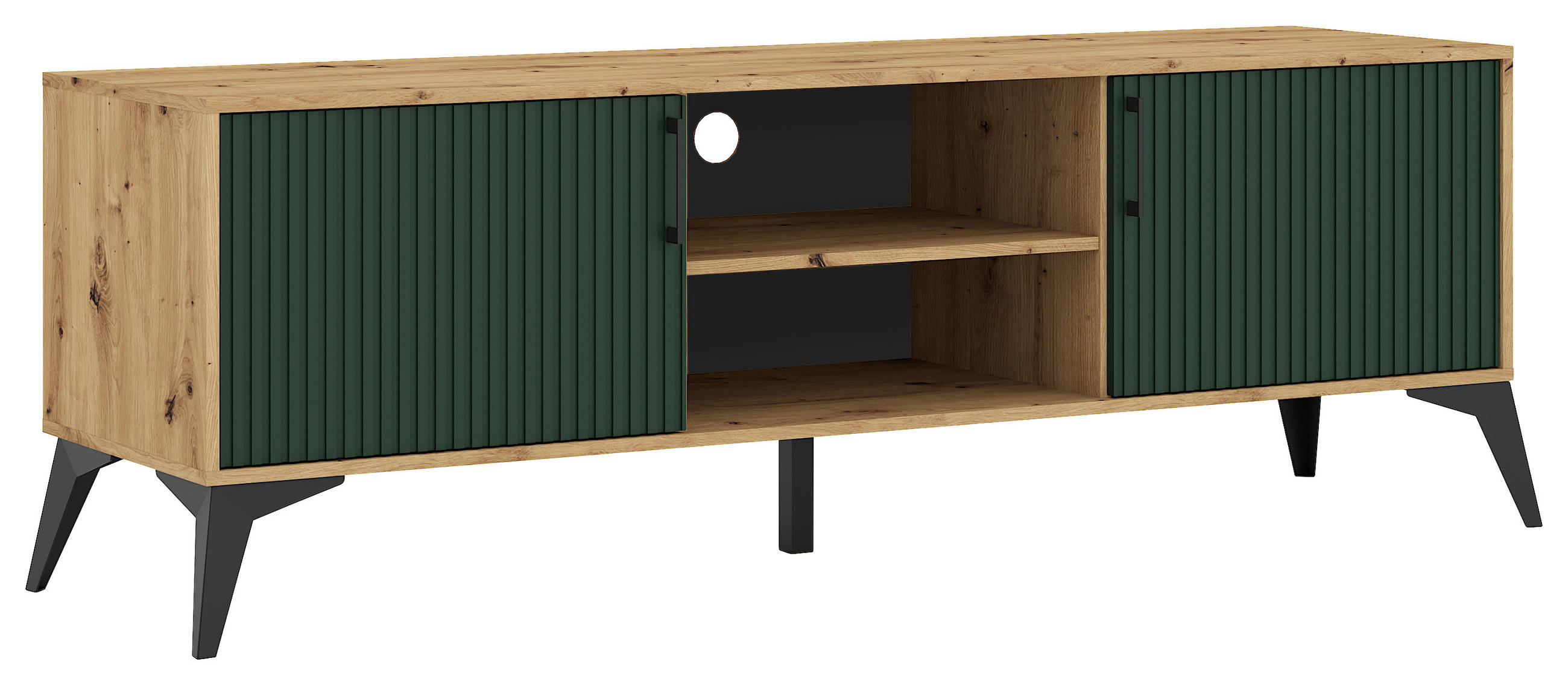 Boxxx LOWBOARD Dunkelgrün, Eiche Artisan 165cm × 40cm × 58cm