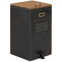 KOŠ ZA SMETI - črna/bela, Konvencionalno, kovina/les (35/63/45.5cm) - Livetastic