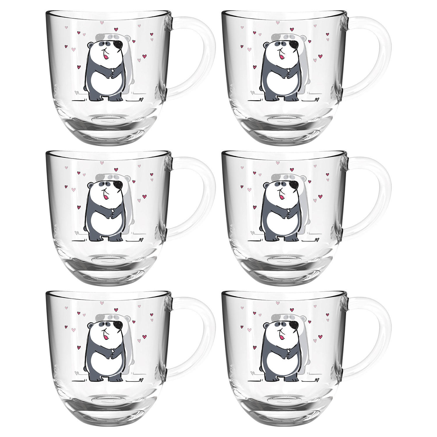 TASSENSET 6-teilig  - Transparent, Trend, Glas (13,60/14,10/8,70cm) - Leonardo