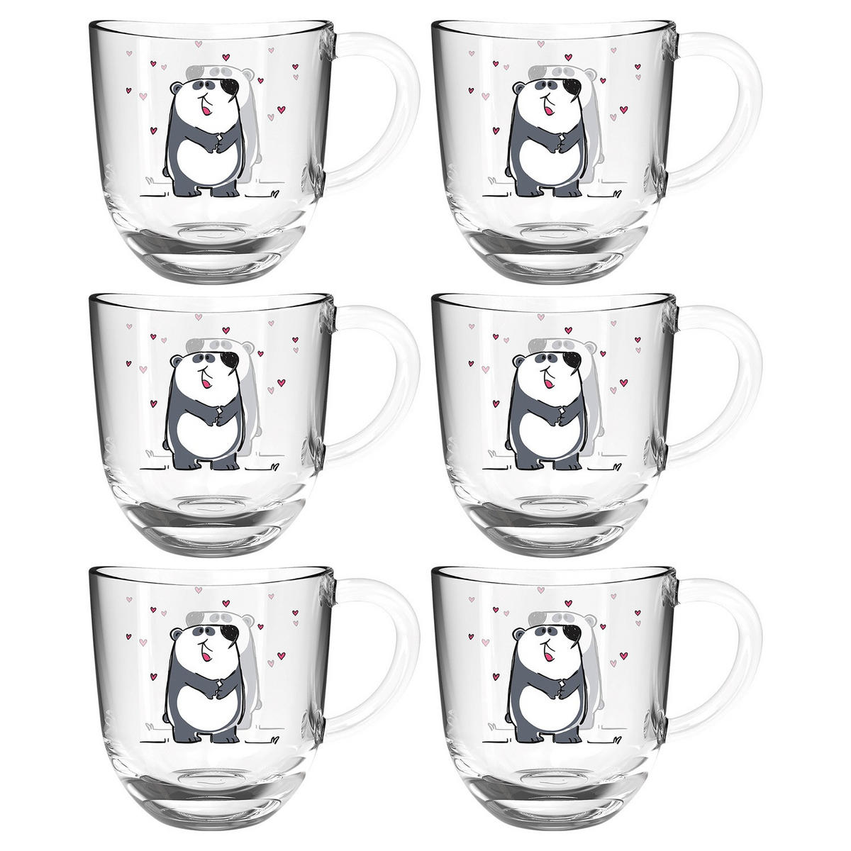 TASSENSET 6-teilig  - Transparent, Trend, Glas (13,60/14,10/8,70cm) - Leonardo