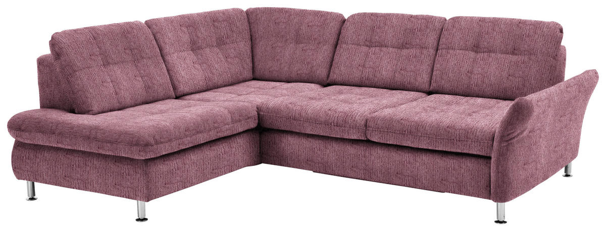 ECKSOFA in Webstoff Rot  - Chromfarben/Rot, Konventionell, Textil/Metall (210/242cm) - Beldomo Style