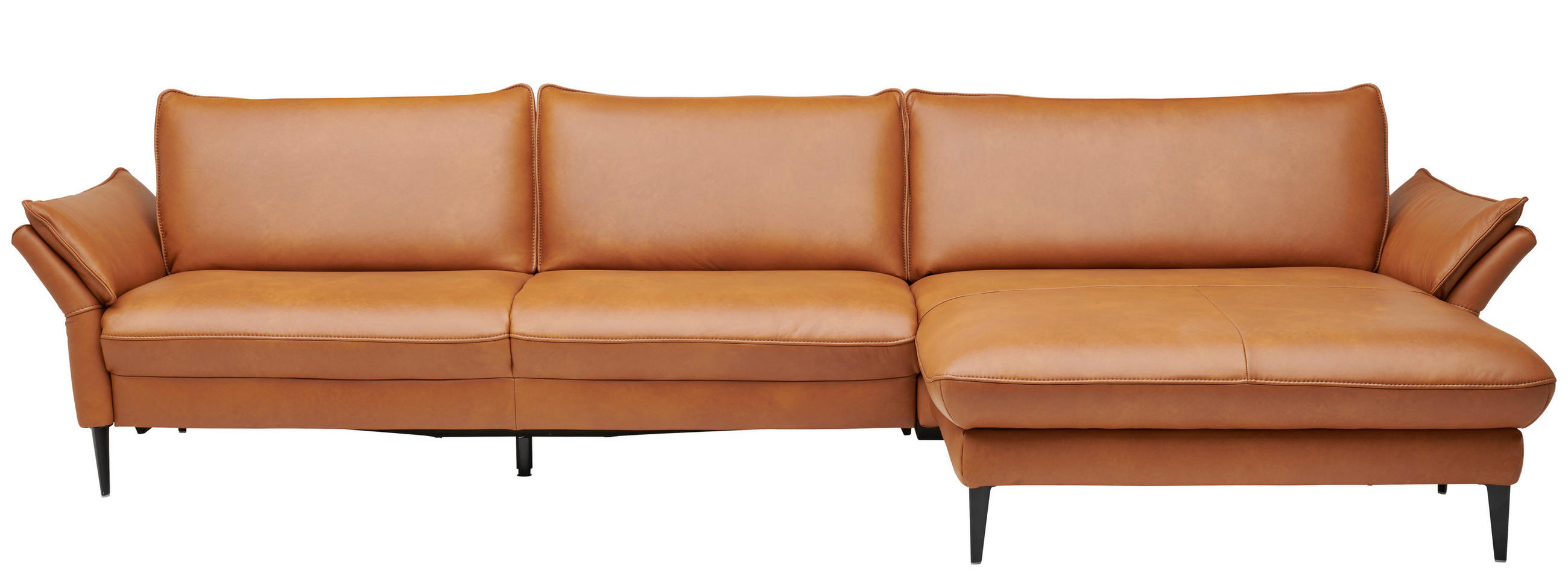 ECKSOFA Valdera in Echtleder Braun  172/334 cm  - Schwarz/Braun, Design, Leder/Metall (172/334cm) - Valdera