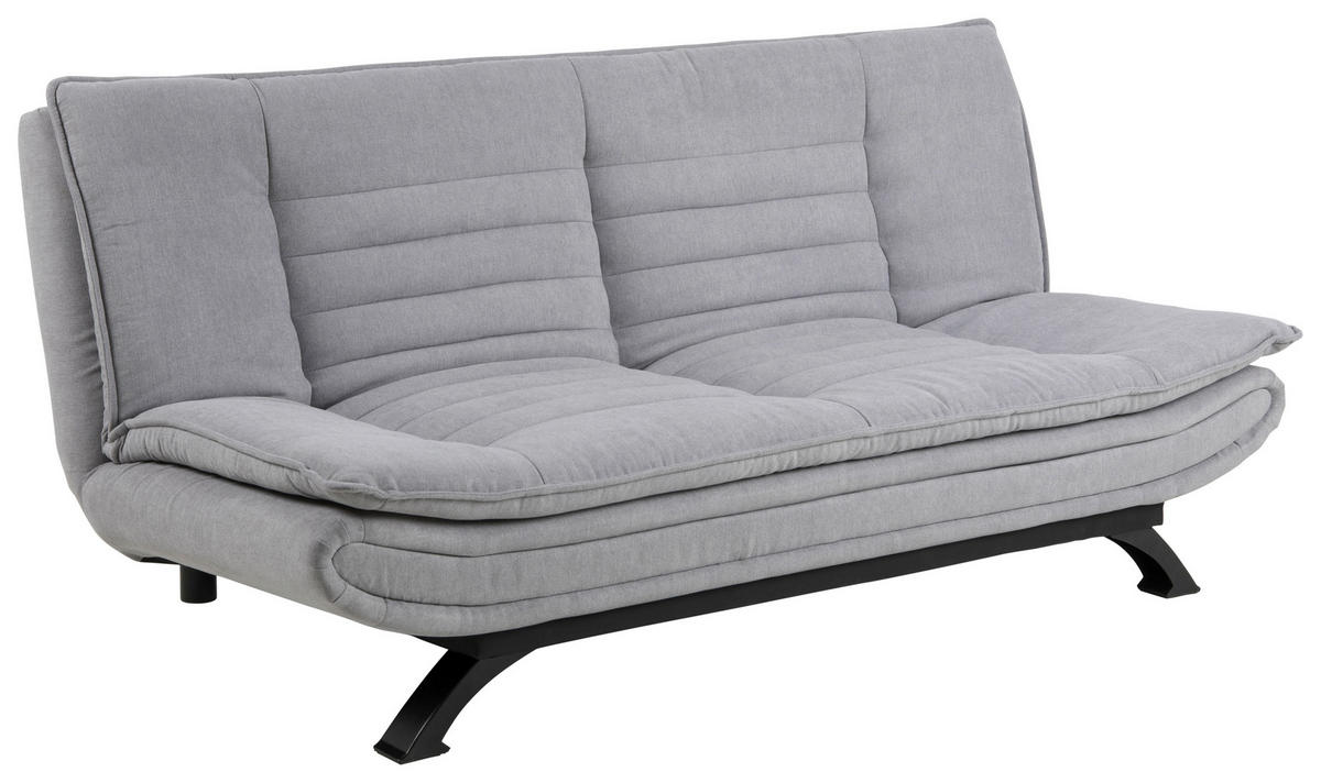 SCHLAFSOFA in Textil Hellgrau  - Hellgrau/Schwarz, Design, Textil/Metall (196/91/98cm) - MID.YOU