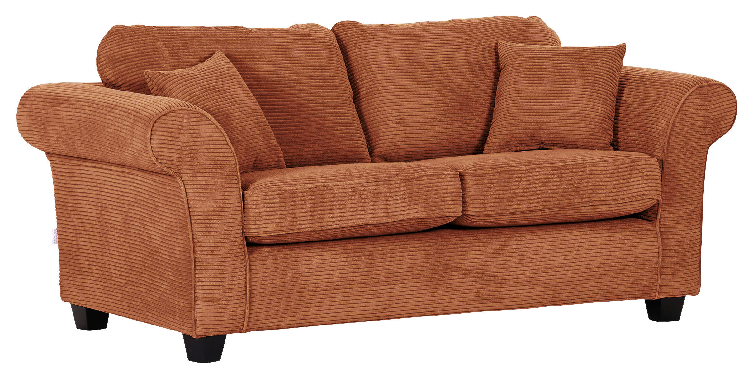 2-SITZER-SOFA Cord Rostfarben  - Rostfarben/Dunkelbraun, KONVENTIONELL, Holz/Textil (190/70/90cm) - home24