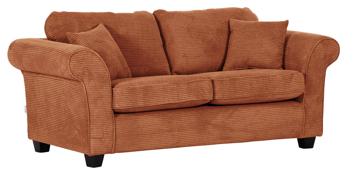 2-SITZER-SOFA in Cord Rostfarben  - Rostfarben/Dunkelbraun, Konventionell, Holz/Textil (190/70/90cm) - home24