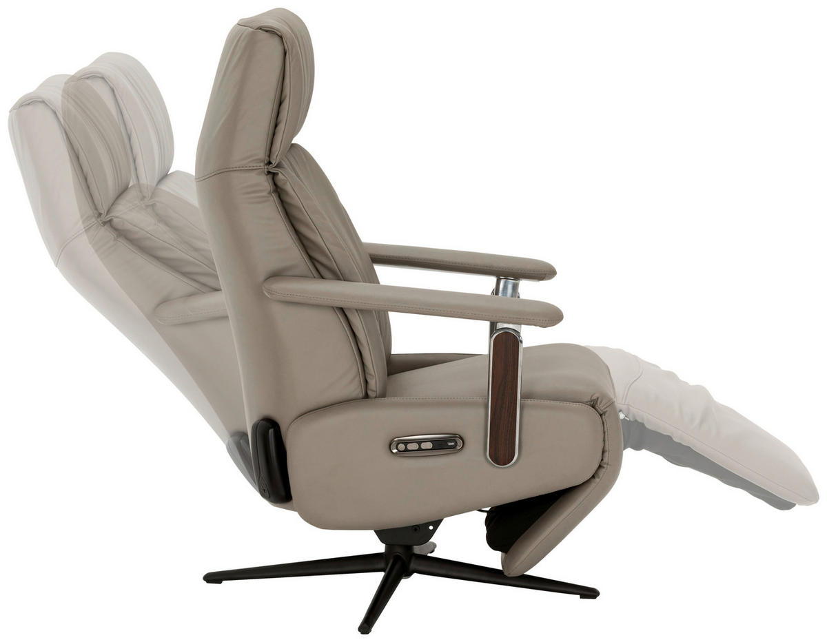 RELAXSESSEL Lederlook Echtleder    - Taupe/Schwarz, KONVENTIONELL, Leder/Textil (73/116/84cm) - Livetastic