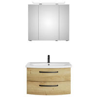 BADEZIMMER 3-teilig  in 84 cm  - Eichefarben/Schwarz, MODERN, Glas/Keramik (84cm) - Sadena