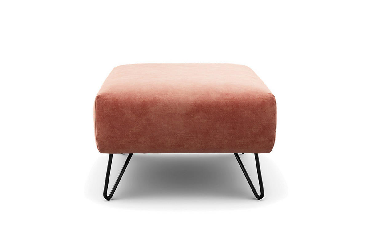 HOCKER Samt Rosa  - Schwarz/Rosa, Design, Textil/Metall (90/70/46cm) - SENSOO