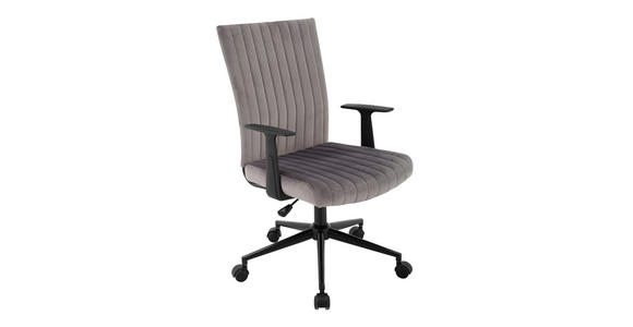 DREHSTUHL in Samt Grau, Schwarz - Schwarz/Grau, KONVENTIONELL, Kunststoff/Textil (50/93-101/62cm) - Carryhome