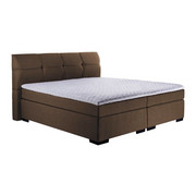 Boxspringbett Klassik Komfort 200 cm x 200 cm in Textil Dunkelbraun - Dunkelbraun/Schwarz, Design, Holz/Textil (200/200cm) - Novel
