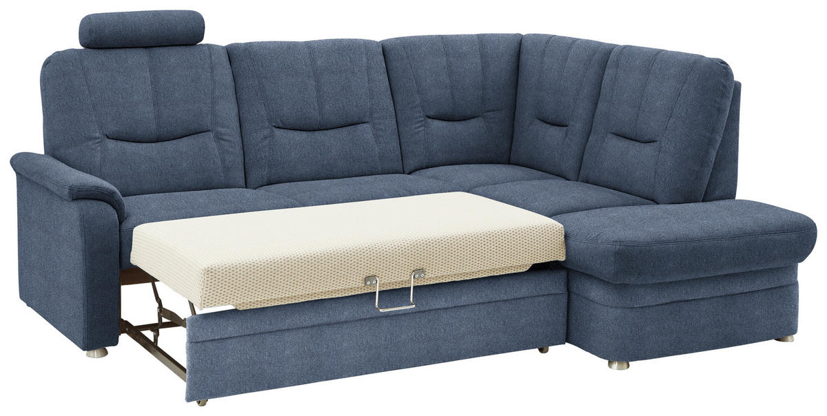 ECKSOFA Chenille Blau  - Blau/Schwarz, Konventionell, Kunststoff/Textil (235/185cm) - Beldomo Comfort