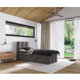 BOXBETT 90/200 cm,  in Dunkelgrau, gepolstertes Kopfteil, Bettkasten, Topper, H3 = fest  - Dunkelgrau/Schwarz, Design, Holzwerkstoff/Kunststoff (90/200cm) - Xora