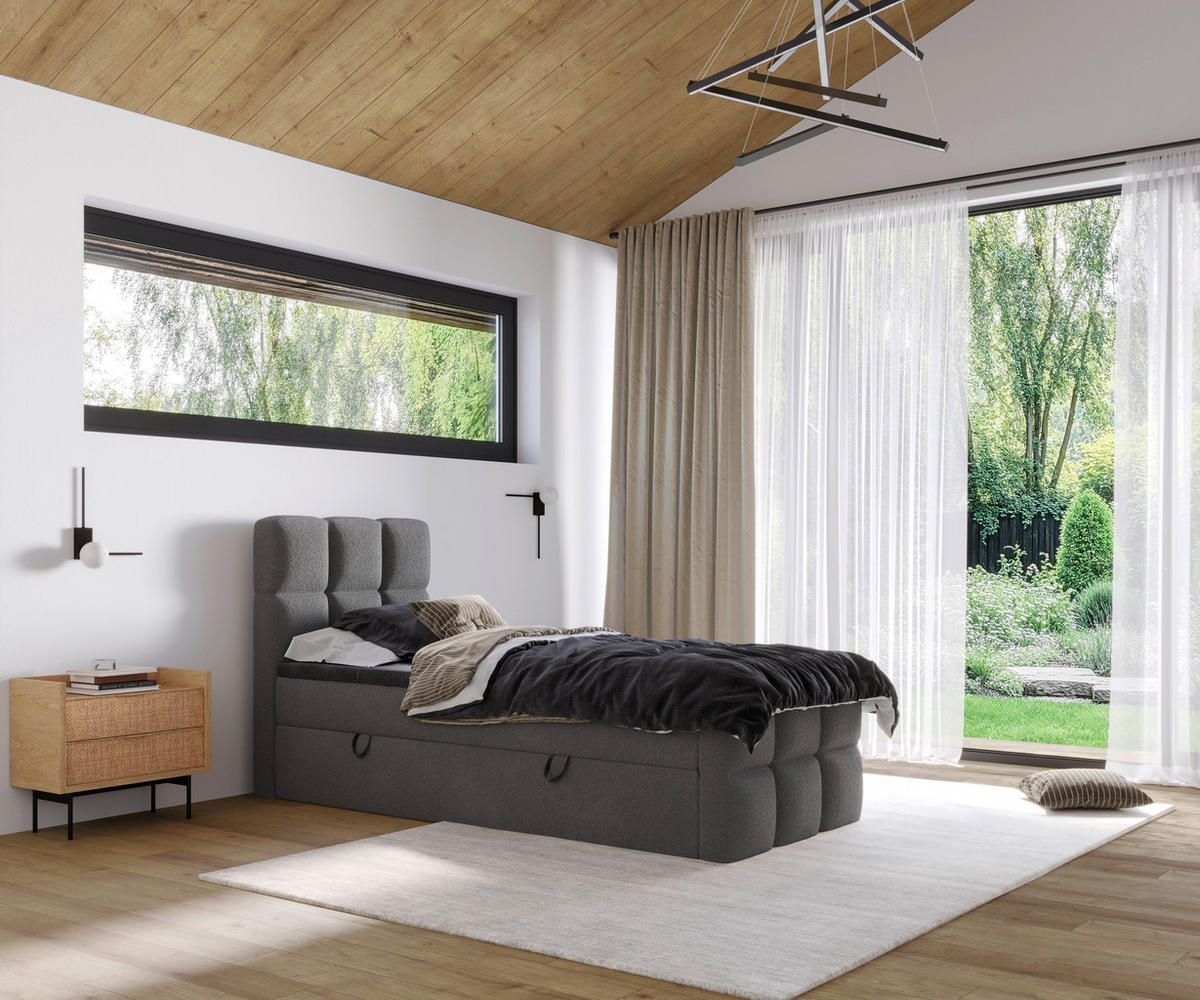 BOXBETT 90/200 cm  in Dunkelgrau  - Dunkelgrau/Schwarz, Design, Holzwerkstoff/Kunststoff (90/200cm) - Xora