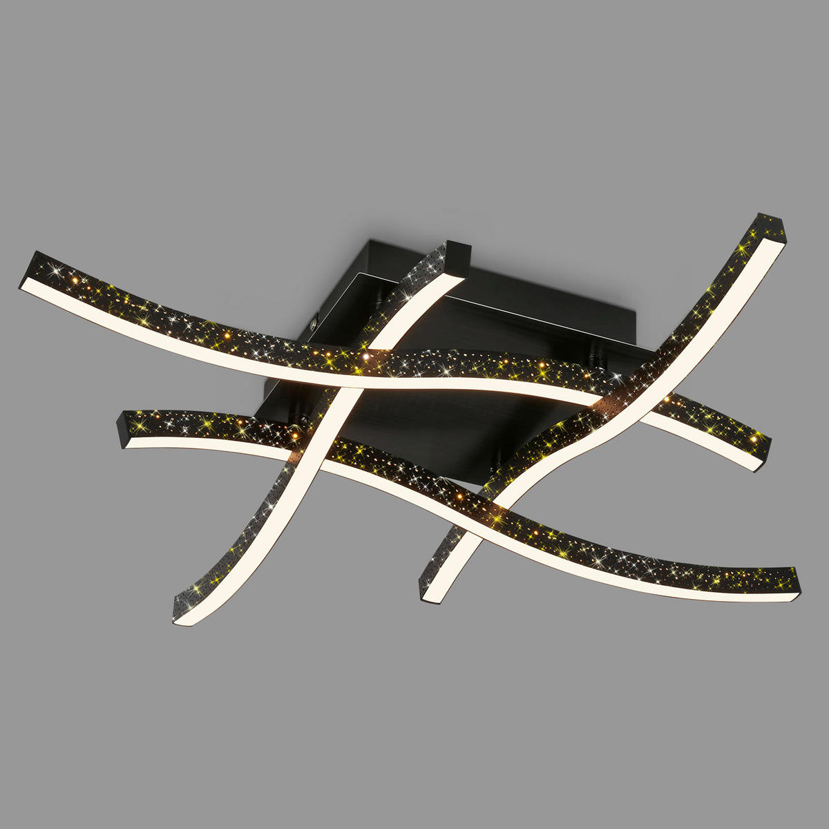 LED-DECKENLEUCHTE Rey 64,5/64,5/10 cm  - Schwarz, Design, Kunststoff/Metall (64,5/64,5/10cm)