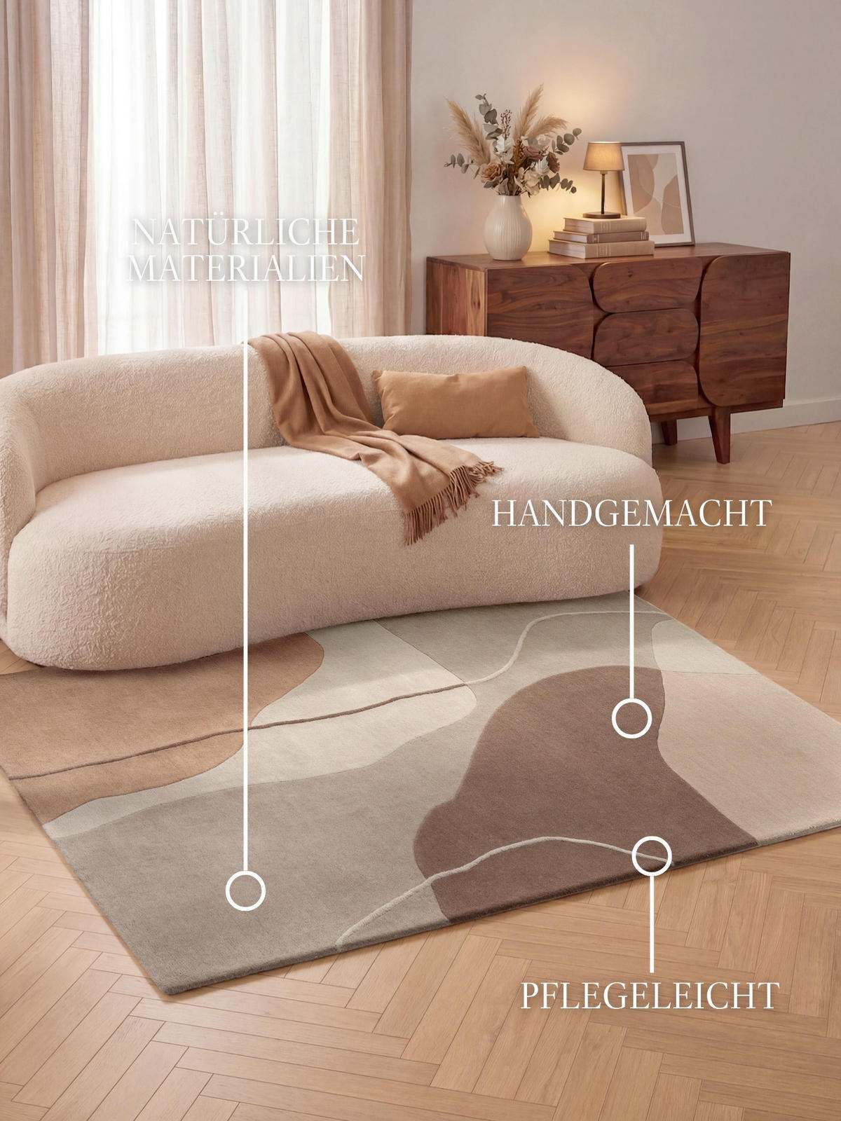 WOLLTEPPICH 120/170 cm Kollektion 1876 Muse Braun, Creme rechteckig  - Creme/Braun, Basics, Textil (120/170cm) - Villeroy & Boch