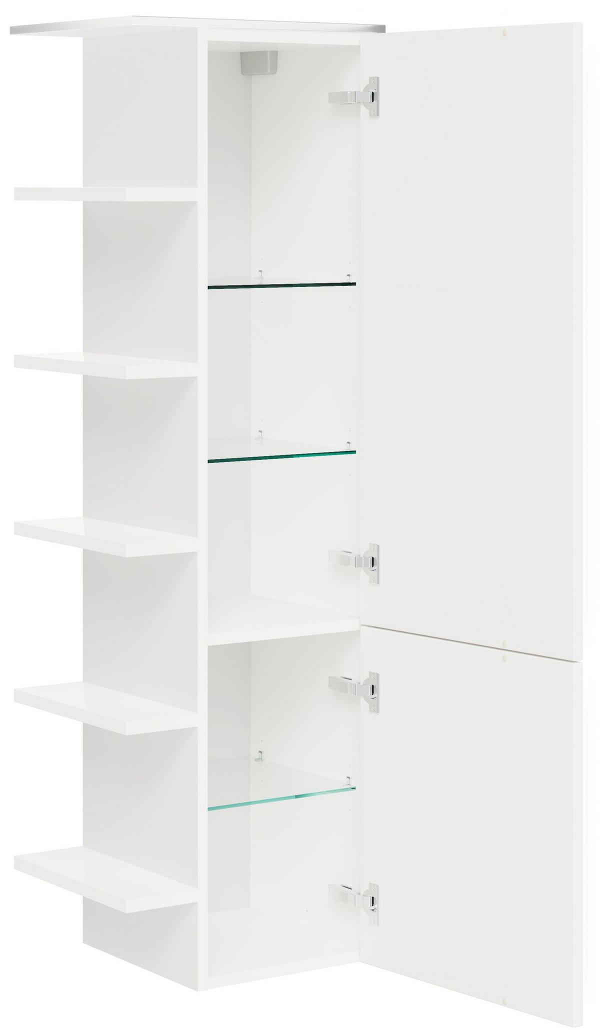 MIDISCHRANK 42,5/133,2/33 cm  - Chromfarben/Weiß Hochglanz, Design, Glas/Holzwerkstoff (42,5/133,2/33cm) - Leonardo Living