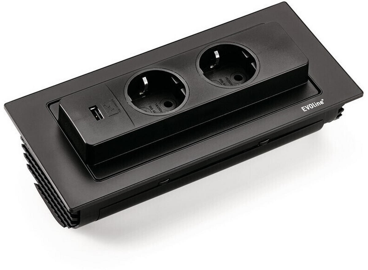 STECKDOSENELEMENT - Schwarz, Basics, Kunststoff (29,3/18,8/15,5cm) - HKT