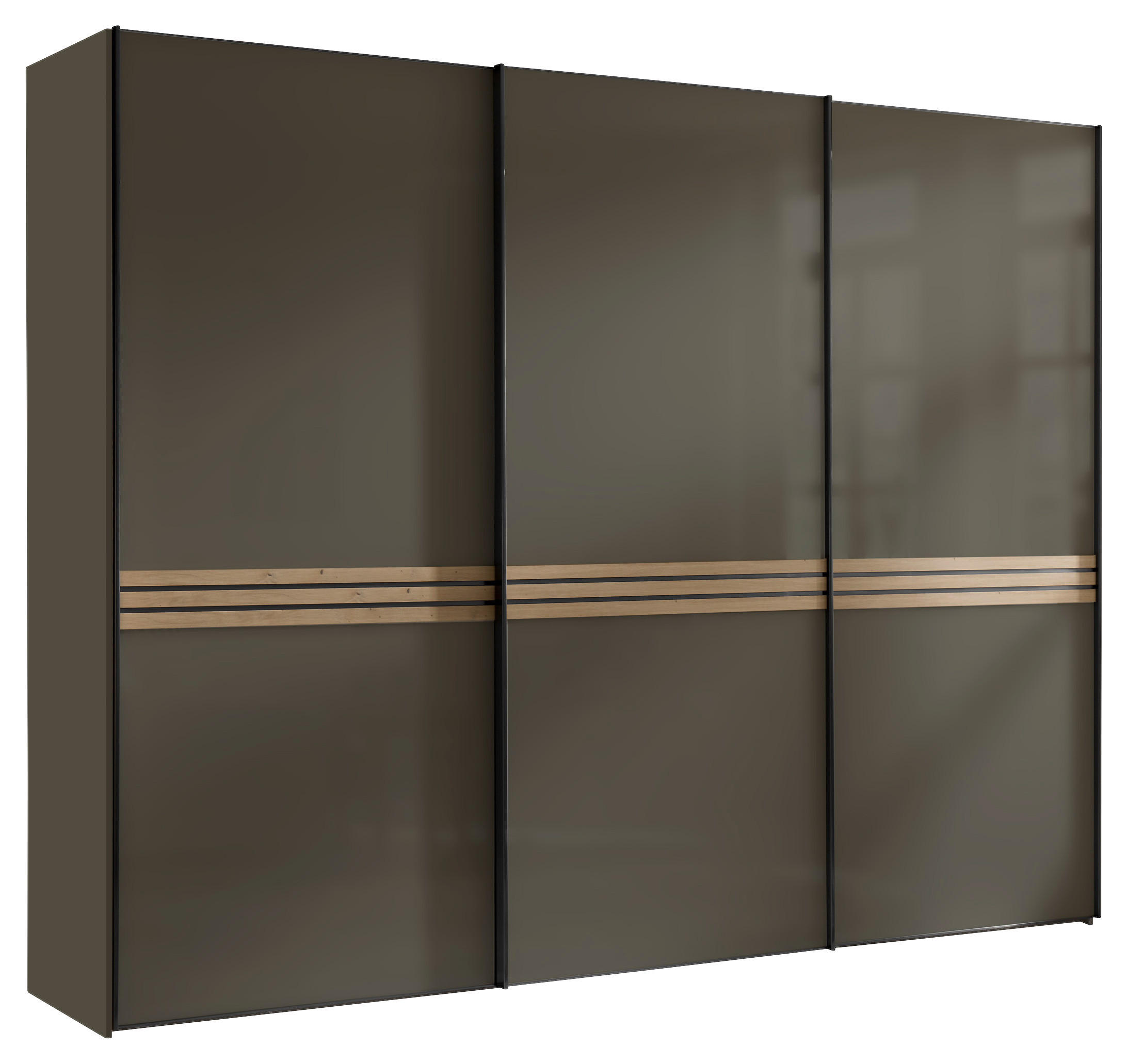 SCHWEBETÜRENSCHRANK 249/222/68 cm 3-türig Eiche Artisan, Mokka  - Graphitfarben/Eiche Artisan, Design, Glas/Holzwerkstoff (249/222/68cm) - Moderano
