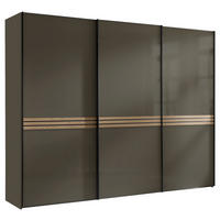 SCHWEBETÜRENSCHRANK  in Eiche Artisan, Mokka  - Graphitfarben/Eiche Artisan, Design, Glas/Holzwerkstoff (280/222/68cm) - Moderano