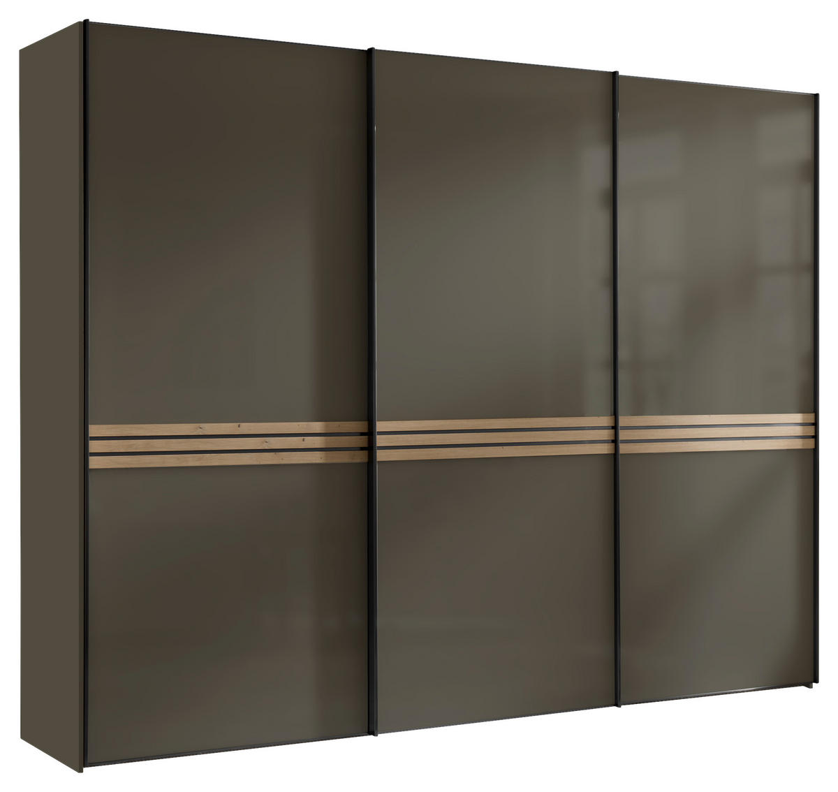 SCHWEBETÜRENSCHRANK  in Eiche Artisan, Mokka  - Graphitfarben/Eiche Artisan, Design, Glas/Holzwerkstoff (280/222/68cm) - Moderano