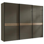 SCHWEBETÜRENSCHRANK  in Eiche Artisan, Mokka  - Graphitfarben/Eiche Artisan, Design, Glas/Holzwerkstoff (249/222/68cm) - Moderano