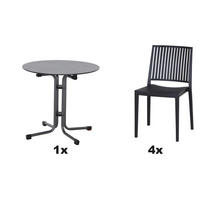 GARTENGARNITUR 5-teilig  - Anthrazit, Basics, Holzwerkstoff/Kunststoff (57/80/56cm) - Siena Garden