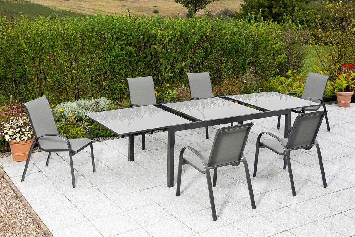 GARTENSET Aluminium  - Graphitfarben/Grau, MODERN, Textil/Metall - Gardenson