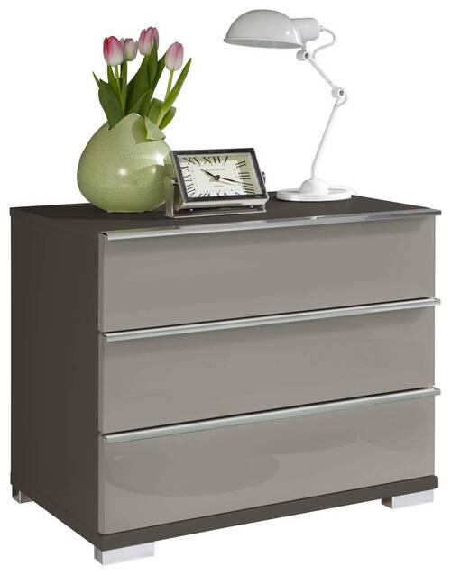 NACHTSCHRANK 60/53/42 cm - Chromfarben/Dunkelgrau, Basics, Glas/Holzwerkstoff (60/53/42cm) - Venda