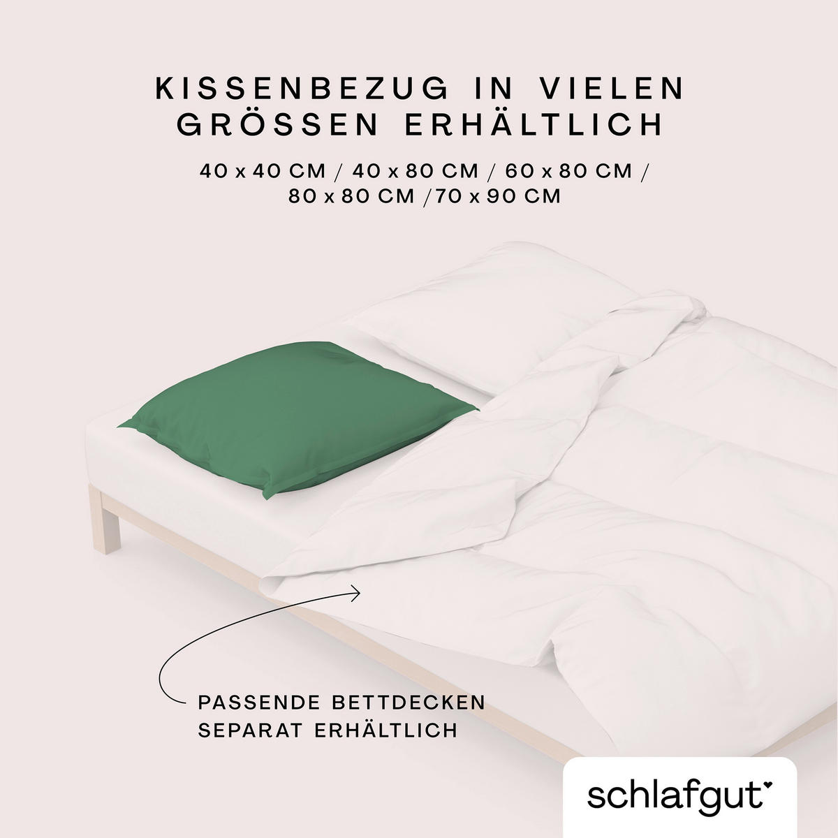 KOPFPOLSTERBEZUG WOVEN SATIN 70/90 cm  - Grün, Basics, Textil (70/90cm) - Schlafgut