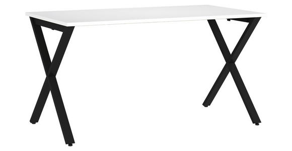 SCHREIBTISCH 140/80/75 cm  in Schwarz, Weiß  - Schwarz/Weiß, MODERN, Holzwerkstoff/Metall (140/80/75cm) - Novel
