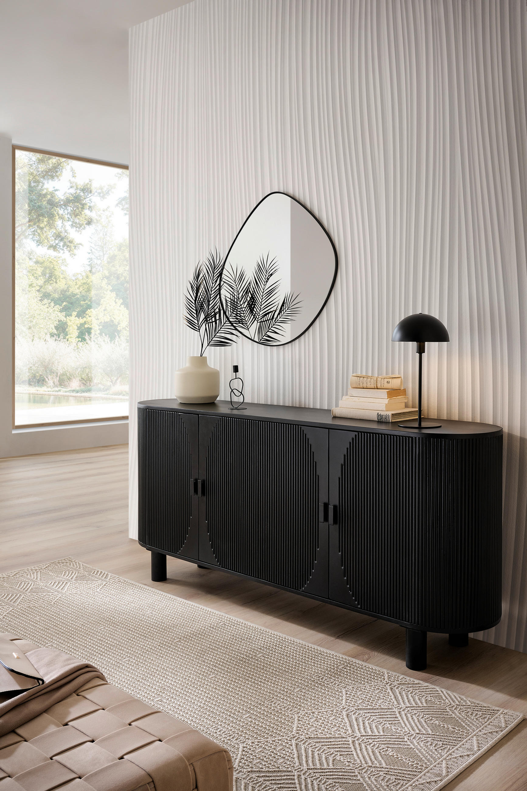 SIDEBOARD svart  180/80/40 cm  - svart, Trend, metall/trä (180/80/40cm) - Ambia Garden