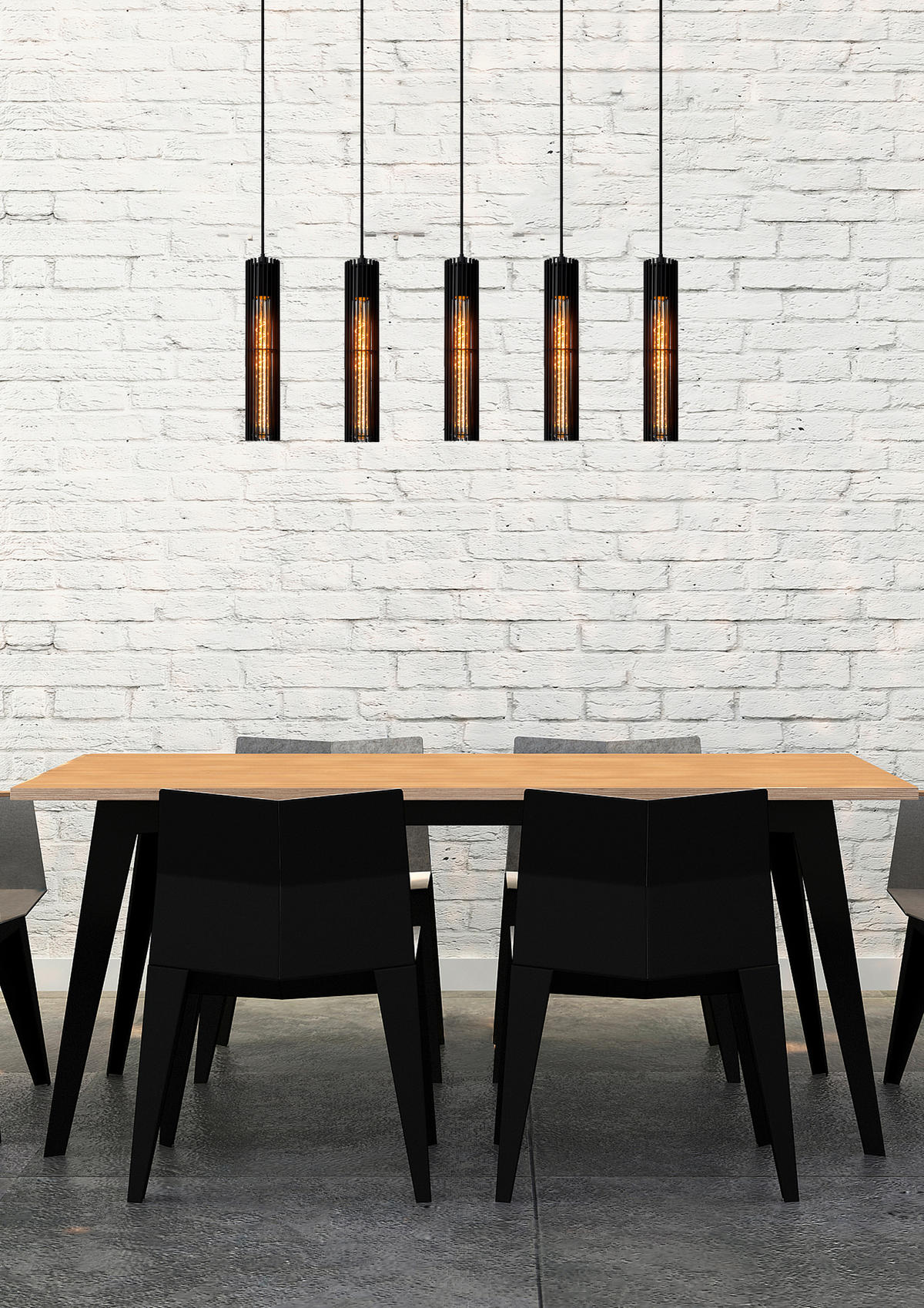 PENDELLEUCHTE Lionel 100/11/180 cm   - Schwarz, Design, Metall (100/11/180cm) - Lucide