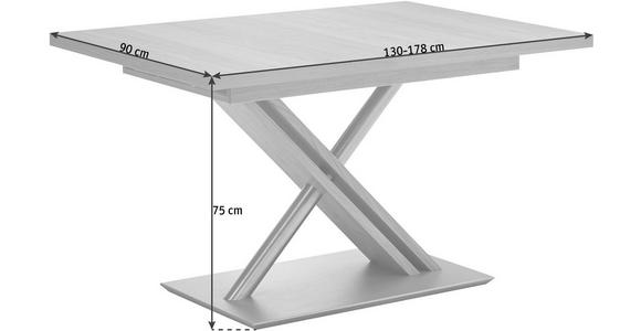 ESSTISCH in Holz, Metall, Holzwerkstoff 130-178/90/75 cm - Eichefarben, KONVENTIONELL, Holz/Holzwerkstoff (130-178/90/75cm) - Moderano