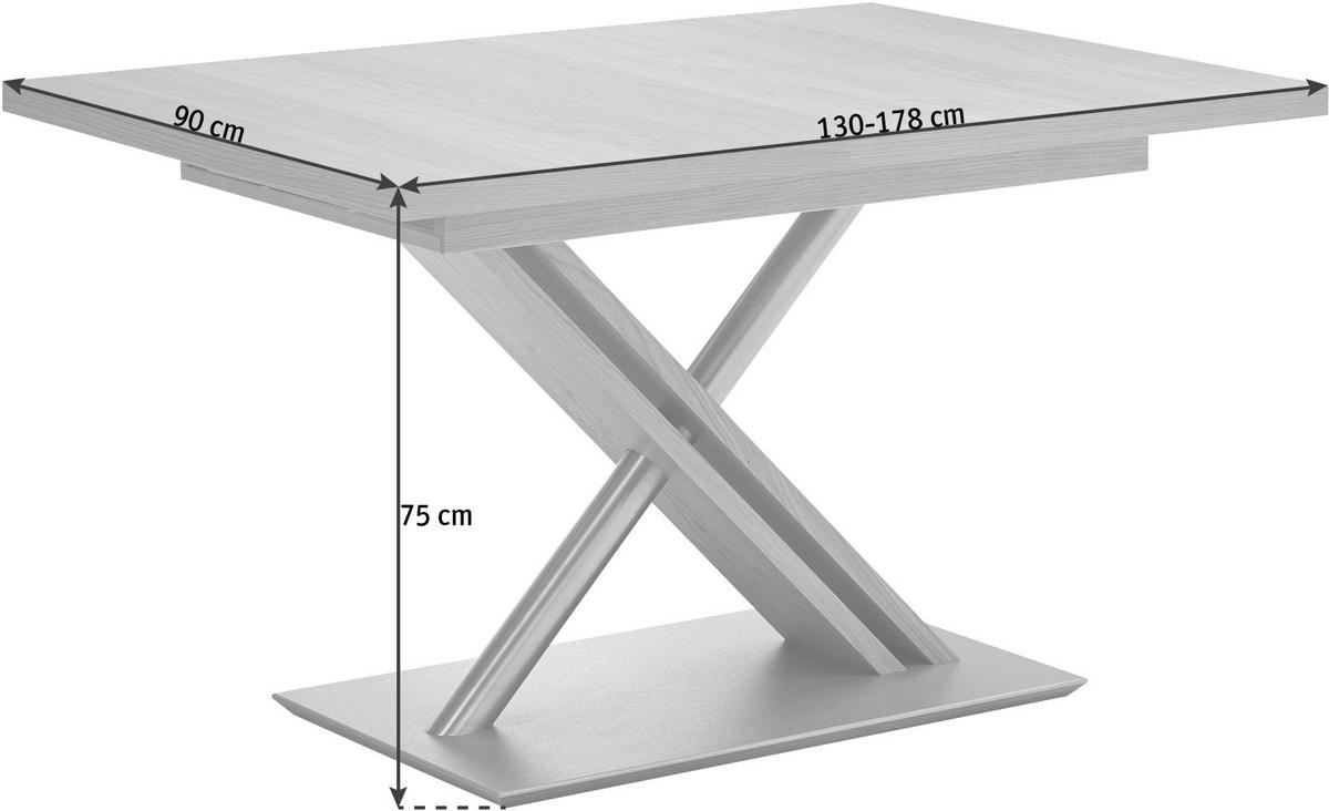ESSTISCH in Holz, Metall, Holzwerkstoff 130-178/90/75 cm  - Eichefarben, KONVENTIONELL, Holz/Holzwerkstoff (130-178/90/75cm) - Moderano