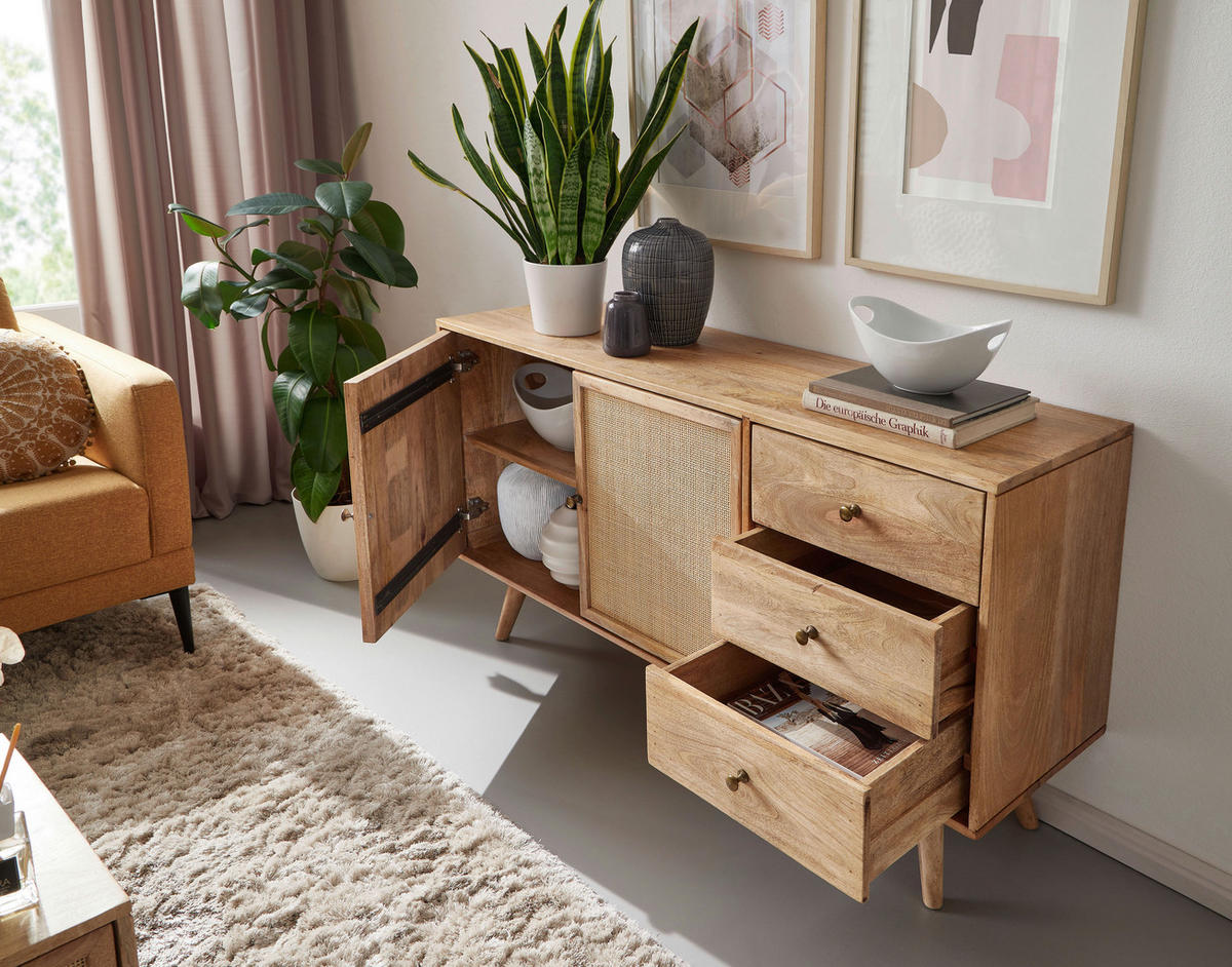 SIDEBOARD 140/75/40 cm  - Goldfarben/Braun, Design, Holz/Metall (140/75/40cm) - MID.YOU