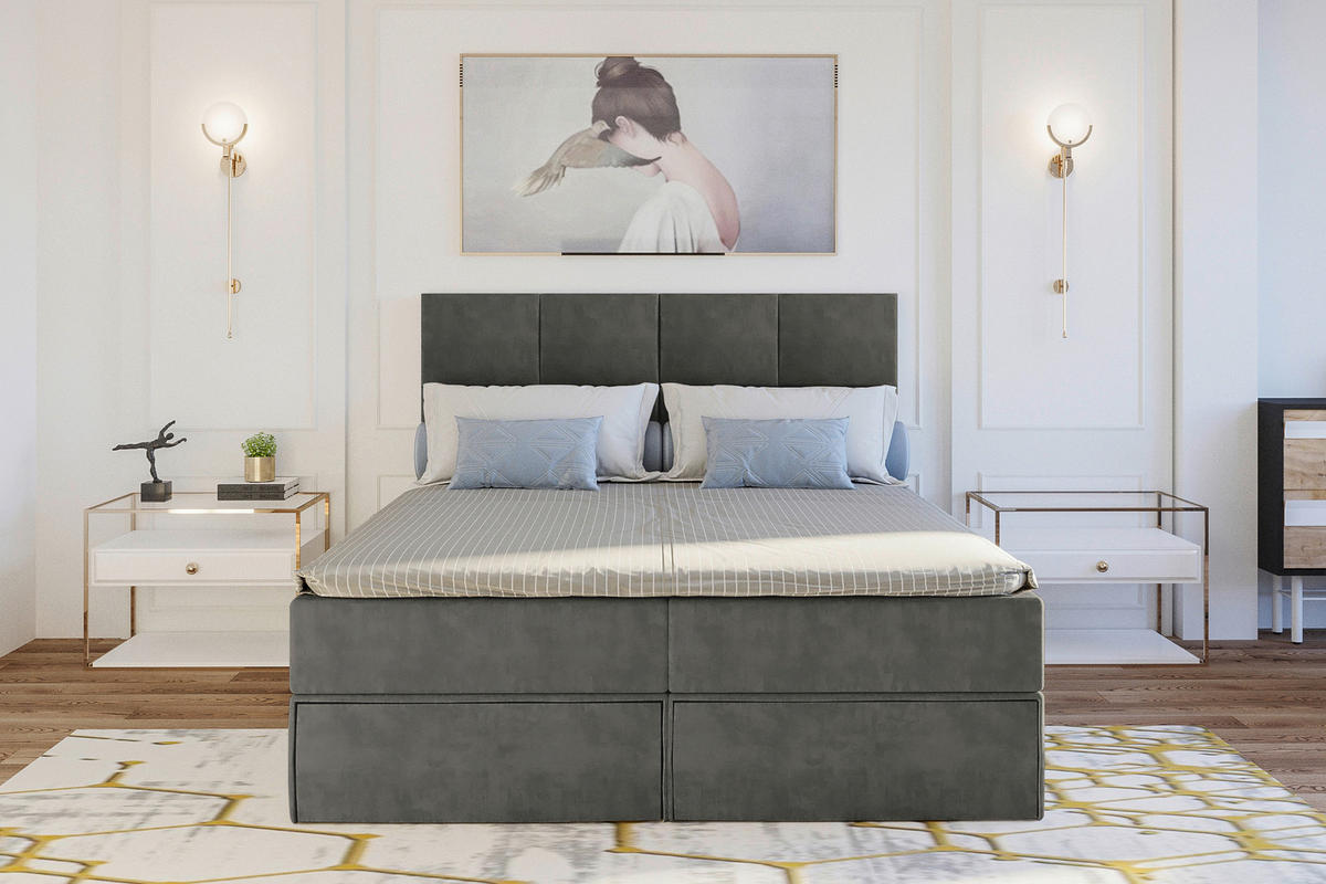 BOXBETT 140/200 cm  in Schlammfarben  - Schlammfarben/Schwarz, KONVENTIONELL, Kunststoff/Textil (140/200cm) - Boxxx