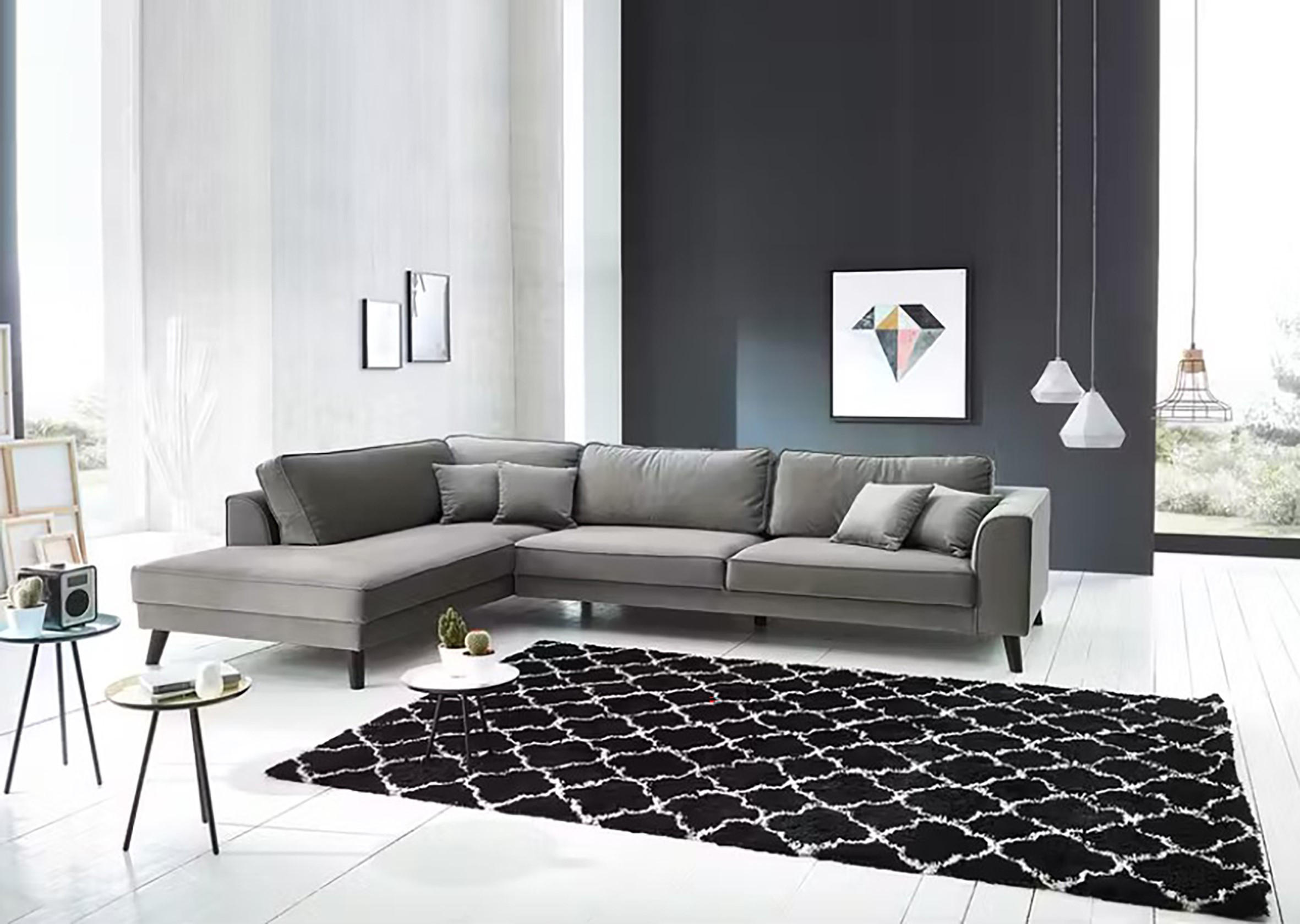 ECKSOFA in Samt, Velours Grau  - Wengefarben/Grau, Modern, Holz/Textil (291/85/201cm) - Trendmanufaktur
