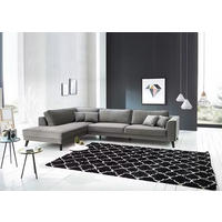ECKSOFA in Samt, Velours Grau  - Wengefarben/Grau, Modern, Holz/Textil (291/85/201cm) - Trendmanufaktur