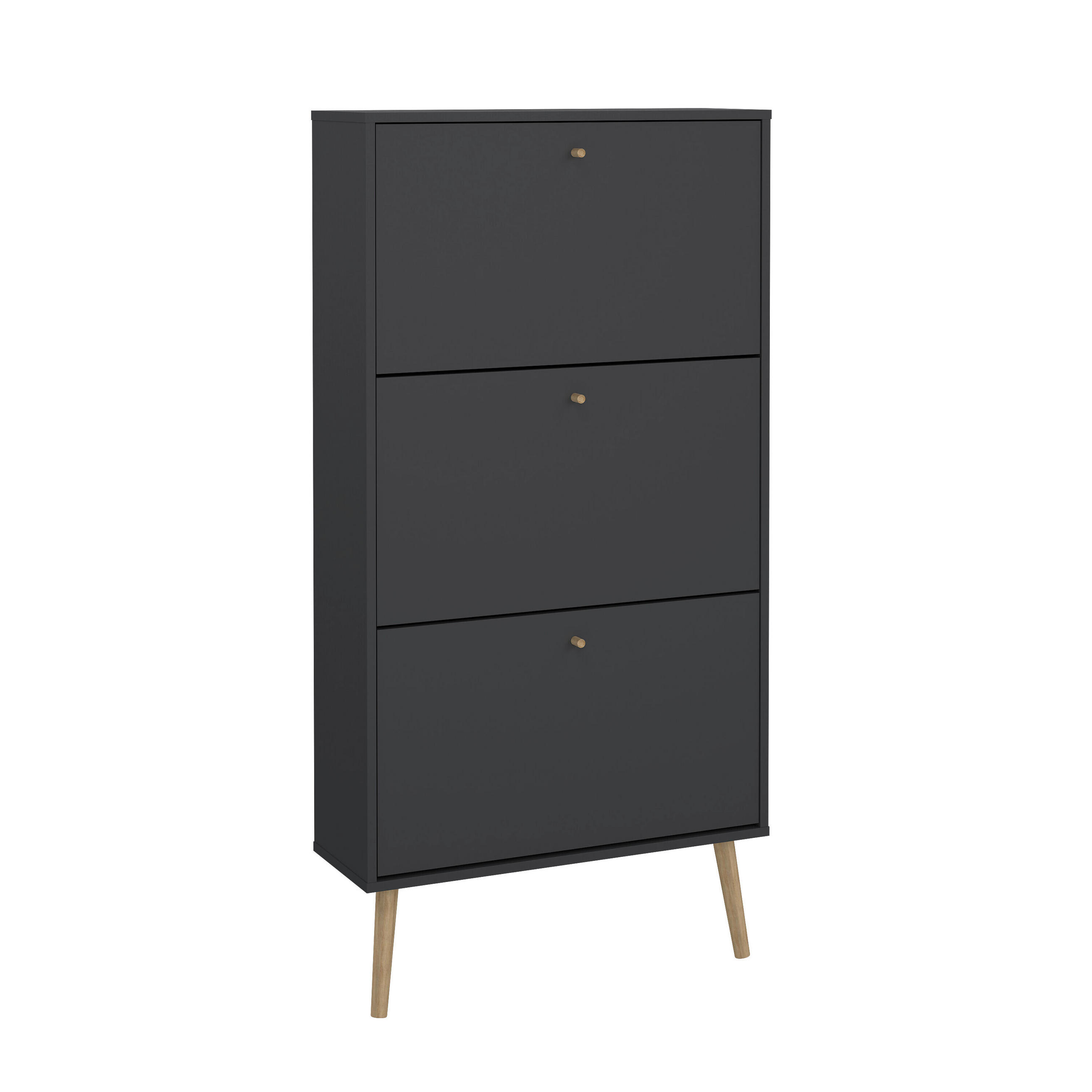 SKOSKÅP MED LUCKOR - grå/ekfärgad, Design, trämaterial/trä (70,3/139,3/24,1cm) - Best Price