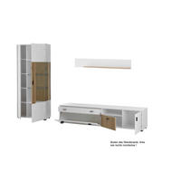 WOHNWAND 3-teilig  in Weiß, Eichefarben  328/180/42 cm  - Eichefarben/Schwarz, Design, Glas/Holzwerkstoff (328/180/42cm) - MID.YOU