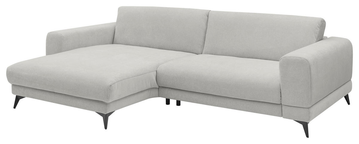 ECKSOFA Hellgrau Chenille  - Hellgrau/Schwarz, KONVENTIONELL, Textil/Metall (194/292cm) - SetOne by Musterring