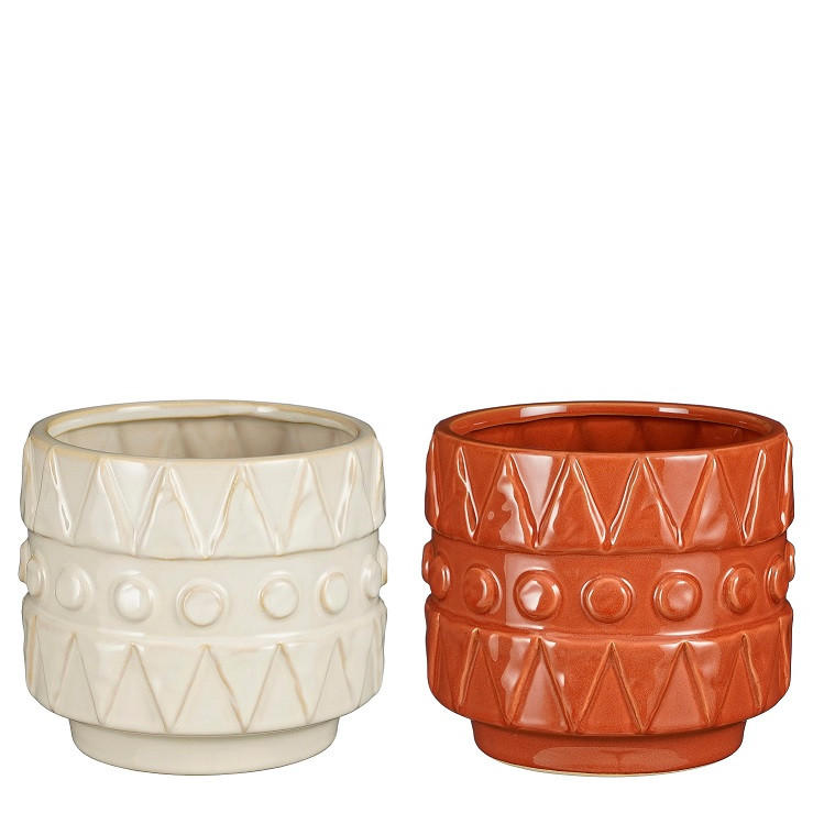 KRUKA 17,5/15,5 cm  - vit/röd, Basics, keramik (17,5/15,5cm)
