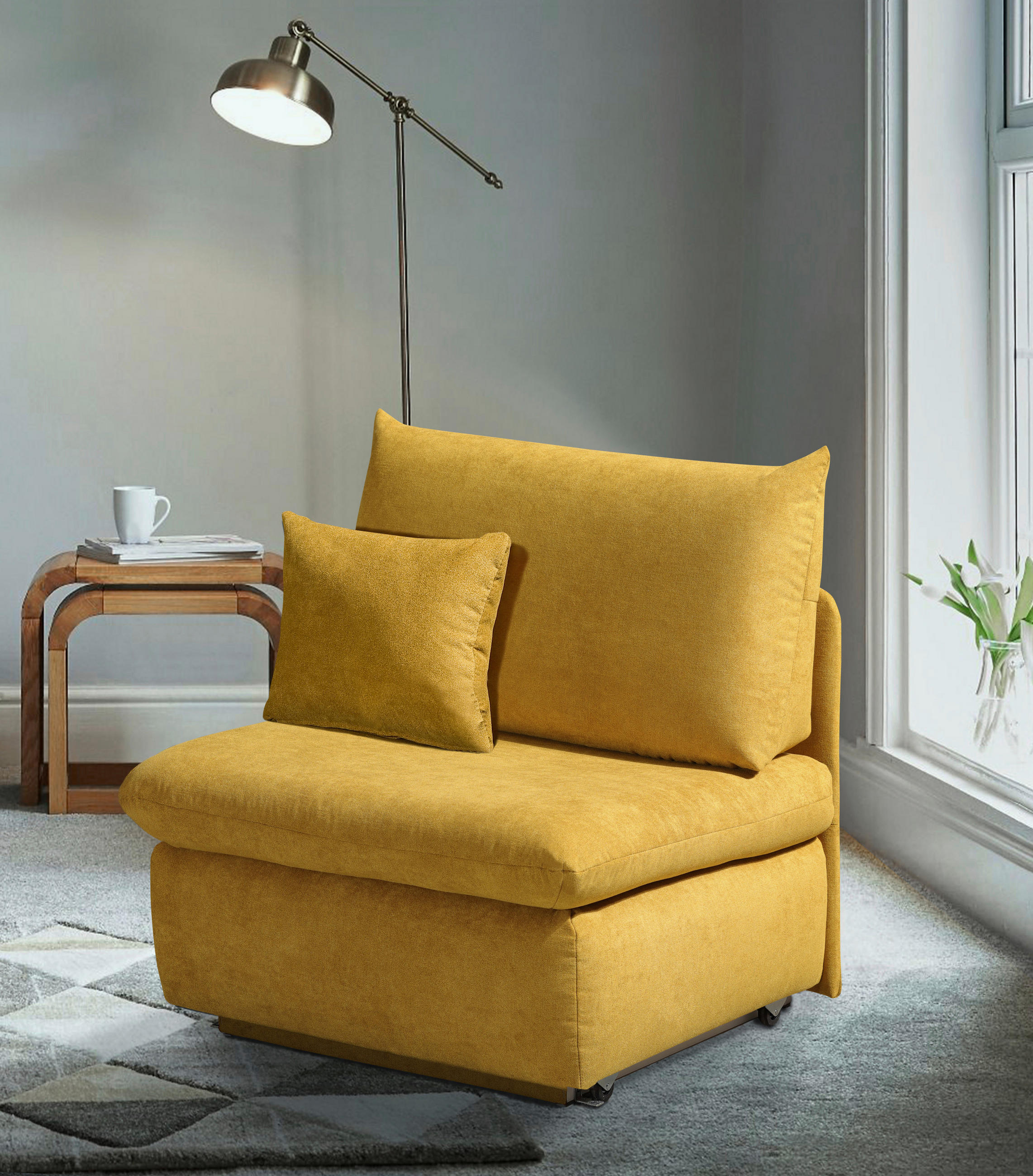 SCHLAFSESSEL Flachgewebe Gelb  - Gelb, Design, Textil (90/89cm) - Novel
