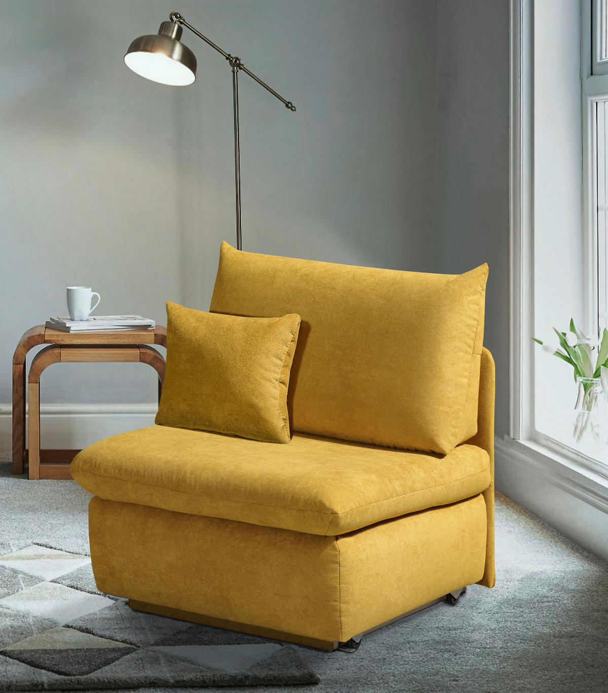 SCHLAFSESSEL in Flachgewebe Gelb  - Gelb, Design, Textil (90/89cm) - Novel